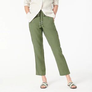 Tie-waist seaside pant in linen blend - Distressed Fatigue